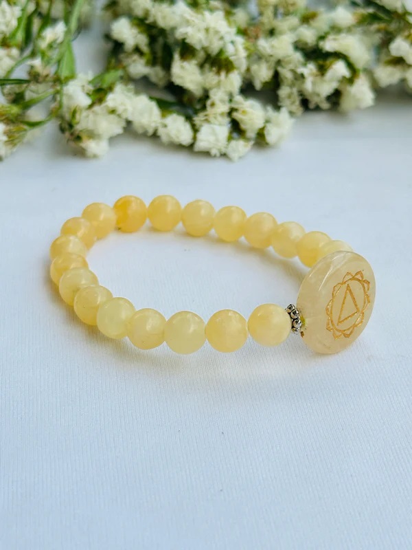 Natural Stone Yellow Calcite Chakra Bracelet